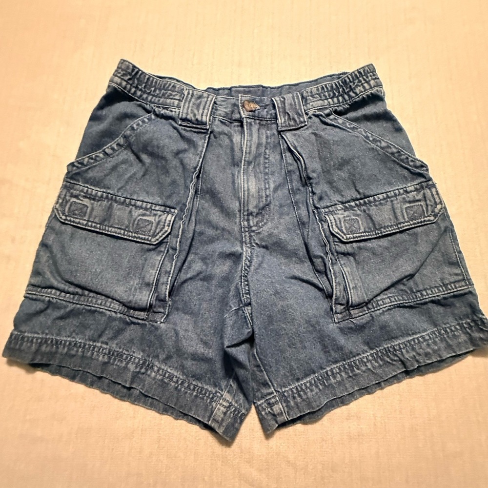 Outdoor Life Cargo Shorts Mens 30 Blue Denim Multi Pocket Hiking Y2K Vintage